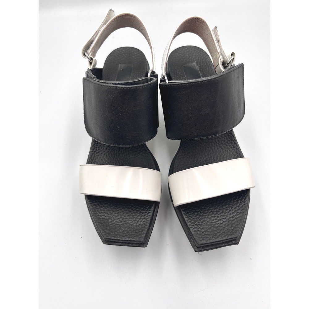 United Nude Delta Wedge Sandals Womens 38 Black White Good Architectural - Picture 3 of 11